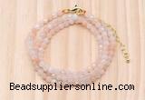 GMN7207 4mm faceted round tiny pink aventurine beaded necklace jewelry