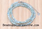 GMN7213 4mm faceted round tiny amazonite beaded necklace jewelry