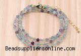 GMN7214 4mm faceted round tiny fluorite beaded necklace jewelry