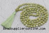 GMN723 Hand-knotted 8mm, 10mm China jade 108 beads mala necklaces with tassel