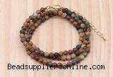 GMN7232 4mm faceted round tiny picasso jasper beaded necklace jewelry