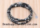 GMN7240 4mm faceted round tiny black water jasper beaded necklace jewelry