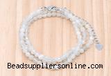 GMN7252 4mm faceted round tiny white moonstone beaded necklace jewelry