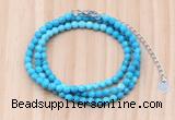 GMN7263 4mm faceted round turquoise beaded necklace jewelry