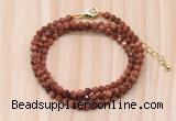 GMN7265 4mm faceted round goldstone beaded necklace jewelry