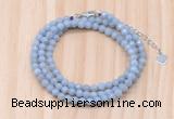 GMN7268 4mm faceted round blue angel skin beaded necklace jewelry