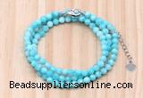 GMN7269 4mm faceted round amazonite beaded necklace jewelry