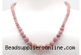 GMN7301 pink wooden jasper graduated beaded necklace & bracelet set