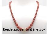 GMN7302 red jasper graduated beaded necklace & bracelet set