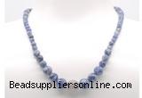 GMN7313 blue spot stone graduated beaded necklace & bracelet set