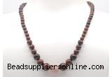 GMN7318 mahogany obsidian graduated beaded necklace & bracelet set