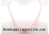 GMN7325 rose quartz graduated beaded necklace & bracelet set