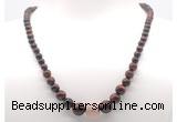 GMN7333 red tiger eye graduated beaded necklace & bracelet set