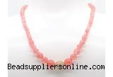 GMN7339 cherry quartz graduated beaded necklace & bracelet set