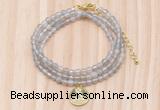 GMN7401 4mm faceted round tiny grey agate beaded necklace with constellation charm