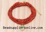 GMN7402 4mm faceted round tiny red agate beaded necklace with constellation charm