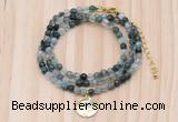 GMN7403 4mm faceted round tiny moss agate beaded necklace with constellation charm