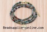 GMN7404 4mm faceted round tiny Indian agate beaded necklace with constellation charm