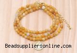 GMN7408 4mm faceted round tiny yellow aventurine beaded necklace with constellation charm