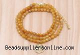 GMN7409 4mm faceted round tiny yellow jade beaded necklace with constellation charm