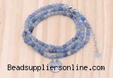 GMN7410 4mm faceted round tiny blue aventurine beaded necklace with constellation charm