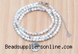 GMN7411 4mm faceted round tiny white howlite beaded necklace with constellation charm