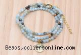 GMN7412 4mm faceted round tiny amazonite beaded necklace with constellation charm