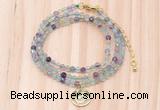 GMN7414 4mm faceted round tiny fluorite beaded necklace with constellation charm