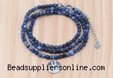 GMN7417 4mm faceted round tiny sodalite beaded necklace with constellation charm