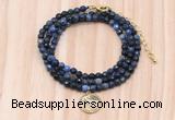 GMN7418 4mm faceted round tiny dumortierite beaded necklace with constellation charm