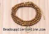 GMN7431 4mm faceted round tiny wooden jasper beaded necklace with constellation charm