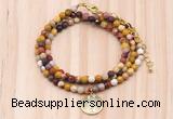 GMN7433 4mm faceted round tiny mookaite jasper beaded necklace with constellation charm