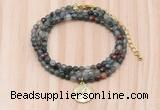 GMN7435 4mm faceted round tiny African bloodstone beaded necklace with constellation charm