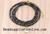 GMN7438 4mm faceted round tiny dragon blood jasper beaded necklace with constellation charm