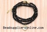 GMN7448 4mm faceted round tiny golden obsidian beaded necklace with constellation charm