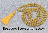 GMN745 Hand-knotted 8mm, 10mm golden tiger eye 108 beads mala necklaces with tassel