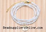 GMN7451 4mm faceted round tiny white moonstone beaded necklace with constellation charm