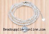 GMN7452 4mm faceted round tiny white moonstone beaded necklace with constellation charm