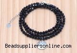 GMN7466 4mm faceted round blue goldstone beaded necklace with constellation charm