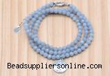 GMN7468 4mm faceted round blue angel skin beaded necklace with constellation charm