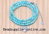 GMN7469 4mm faceted round amazonite beaded necklace with constellation charm