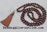 GMN749 Hand-knotted 8mm, 10mm red tiger eye 108 beads mala necklaces with tassel