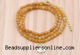 GMN7509 4mm faceted round tiny yellow jade beaded necklace with letter charm