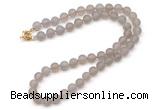 GMN7614 18 - 36 inches 8mm, 10mm matte grey agate beaded necklaces