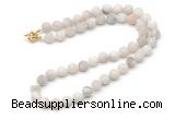 GMN7616 18 - 36 inches 8mm, 10mm matte white crazy lace agate beaded necklaces