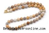 GMN7619 18 - 36 inches 8mm, 10mm matte fossil coral beaded necklaces