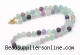 GMN7635 18 - 36 inches 8mm, 10mm matte fluorite beaded necklaces