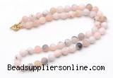 GMN7637 18 - 36 inches 8mm, 10mm matte natural pink opal beaded necklaces