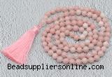 GMN770 Hand-knotted 8mm, 10mm Chinese pink opal 108 beads mala necklaces with tassel