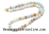 GMN7703 18 - 36 inches 8mm, 10mm round amazonite beaded necklaces